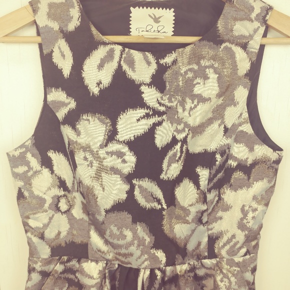 Anthropologie TABITHA Black Metallic Floral Dress - Picture 5 of 6